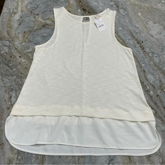 NWT J.Crew Drapey Tank Top with Silky Hem in Ivory Women’s Large - Picture 5 of 10